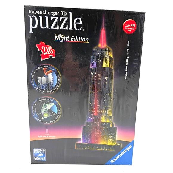 Ravensburger 3D Puzzle Night Edition 216 pieces Empire State Building - Picture 1 of 3